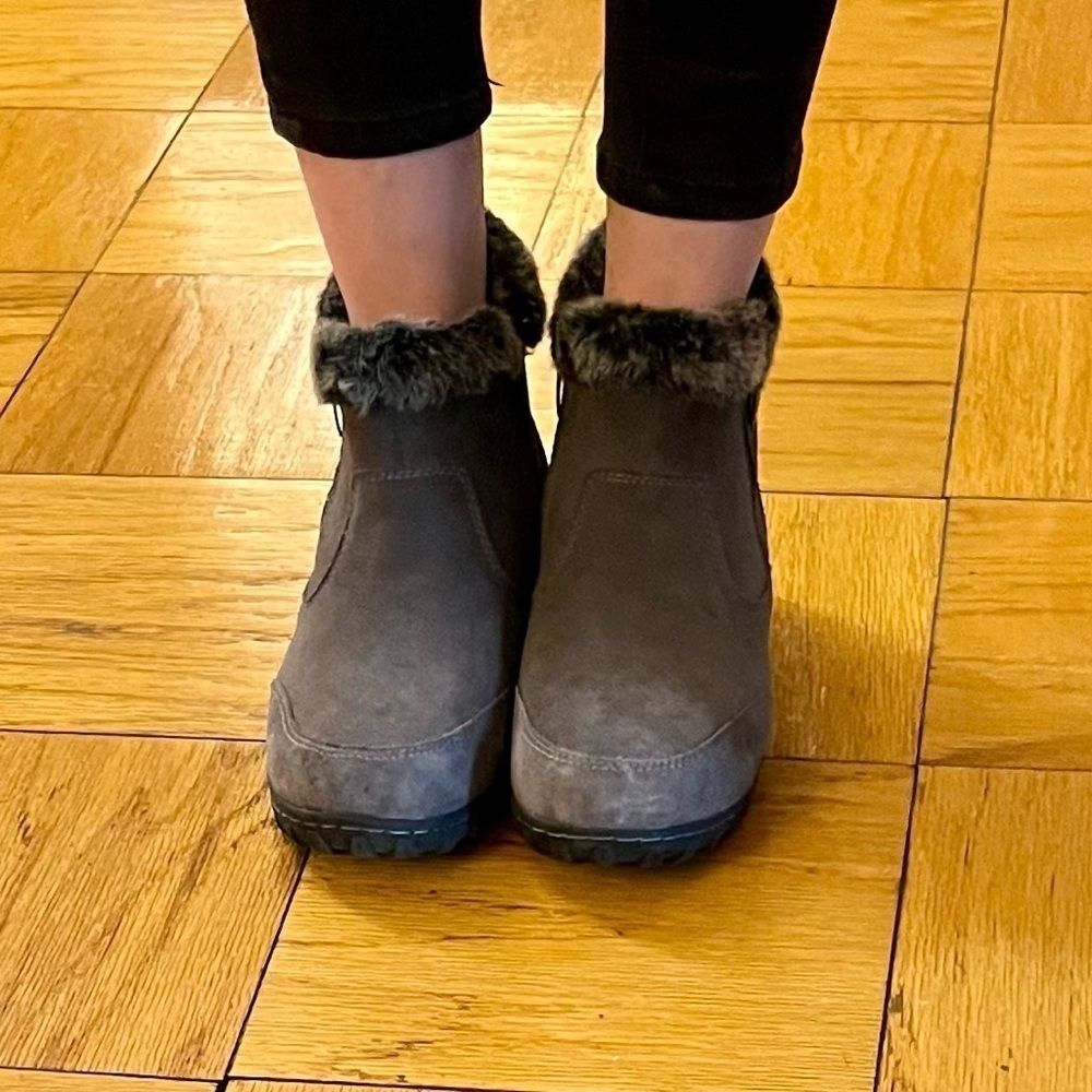 Khombu Suede Faux Fur Ankle Boots Size 9 - Picture 5 of 13